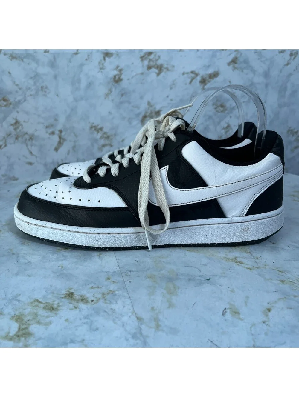 Nike Court Vision Low Men's Size 8.5 Shoes White Black Athletic Trainer Sneakers